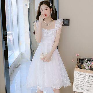 Sleeveless Square-neck Lace A-line Dress