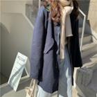 Color-block Loose-fit Jacket Dark Blue - One Size