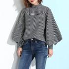 Balloon Sleeve Striped Blouse