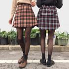 Plaid Wool Blend Mini A-line Skirt