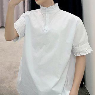 Short-sleeve Frill Collar Shirt