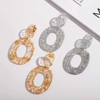 Gold Leaf Resin Hoop Dangle Earring