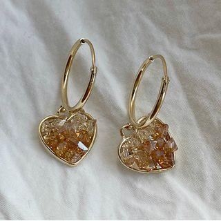Faux Crystal Heart Dangle Earring One Size - One Size