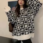 Checkerboard Floral Sweater