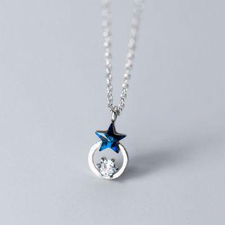 925 Sterling Silver Rhinestone Star Pendant Necklace S925 Silver - Set - One Size