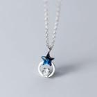 925 Sterling Silver Rhinestone Star Pendant Necklace S925 Silver - Set - One Size