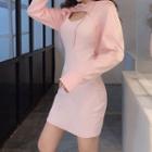 Set: Cropped Hoodie + Mini Tank Dress Pink - One Size