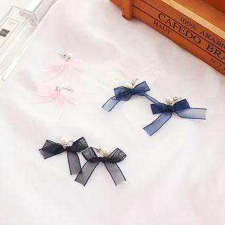 Faux Pearl Lace Bow Earring