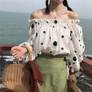 Off Shoulder Dotted Blouse