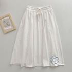 Embroidered High-waist A-line Skirt White - One Size