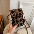 Argyle Print Flap Mobile Crossbody Bag