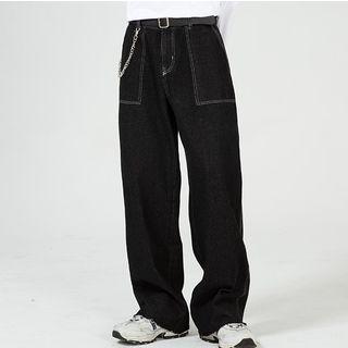 Chain Detail Wide Leg Jeans