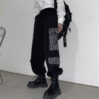 Zebra Print Panel Cargo Pants