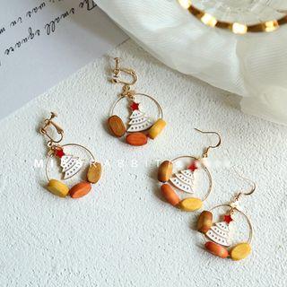 Wooden Christmas Earring