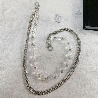 Acrylic Bead Alloy Pants Chain Transparent & Silver - One Size