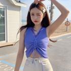 Drawstring Ribbed Knit Tank Top