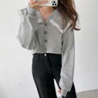 Frilled Sailor-collar Cropped Cardigan