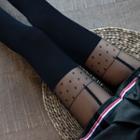 Patterned Tights 1 Pair - Black - One Size