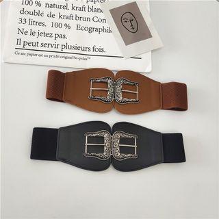 Retro Buckle Elastic Waist Belt