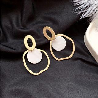 Shell Disc Irregular Alloy Hoop Dangle Earring 1 Pair - Stud Earring - One Size