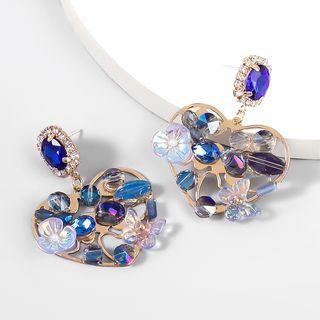 Heart Rhinestone Alloy Dangle Earring 1 Pair - Blue - One Size