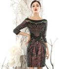 3/4-sleeve Sequin Mini Sheath Dress
