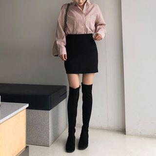 Wool Blend H-line Miniskirt