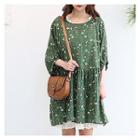 Puff-sleeve Floral Pattern Empire Dress