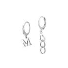 Letter M Asymmetrical Dangle Earring 1 Pair - Non-matching Earrings - Silver - One Size
