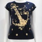Short-sleeve Floral Print Loose-fit Panel T-shirt
