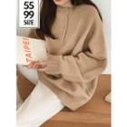 Open-placket Oversized Knit Top