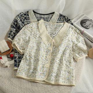 Floral Lace Cutout Blouse