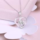 925 Sterling Silver Rhinestone Heart Pendant Necklace Pendant - Heart - Silver - One Size