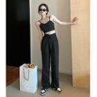 Cropped Camisole Top / High Waist Loose Fit Dress Pants