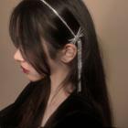 Rhinestone Fringed Headband A1676 - Silver - One Size