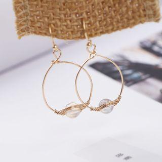 Faux-pearl Hoop Drop Earring 1 Pair - Gold - One Size