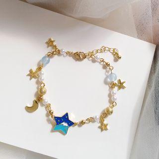 Alloy Mt Fuji Moon & Star Bracelet 1pc - Bracelet - One Size