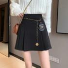 Accordion Pleat A-line Skirt ( With Chain Mini Bag )