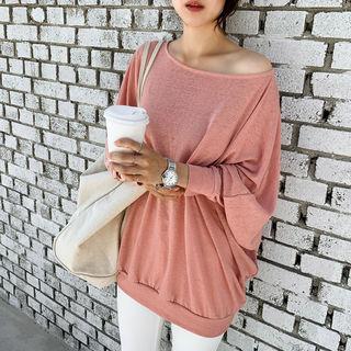 Batwing-sleeve Linen Blend Pullover