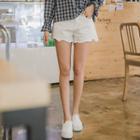 Cutout Fringed-hem Shorts