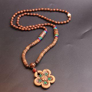 Wooden Flower Pendant Necklace