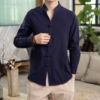 V-neck Frog-button Shirt