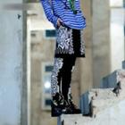 Inset Printed Shorts Leggings