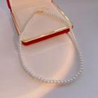 Faux Pearl Choker 1pc - X864 - Gold & White - One Size