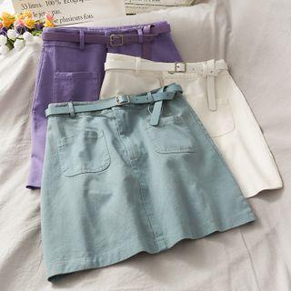 High-waist A-line Mini Skirt With Belt