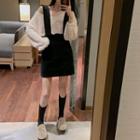 Plain Knit Top / Suspender Mini Skirt
