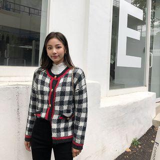 Ringer Check Knit Cardigan