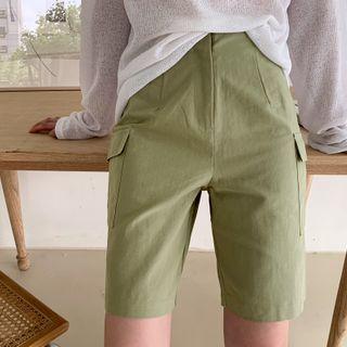 Band-waist Cargo Bermuda Shorts