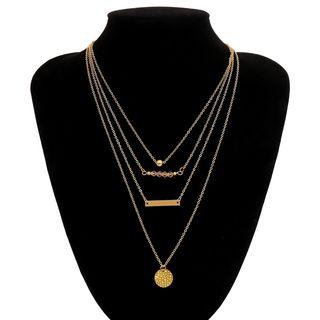 Disc & Bar Layered Necklace 1983 - Gold - One Size