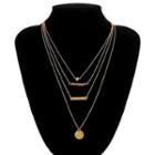 Disc & Bar Layered Necklace 1983 - Gold - One Size